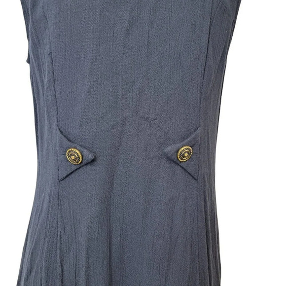 Vintage Michael Phillips  Blue and Gold Linen Blend Dress - Picture 9 of 10